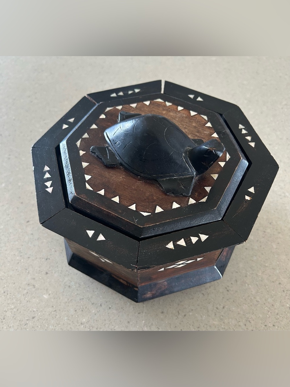 Handcrafted Black & Brown Turtle Decorative Jewelry Box